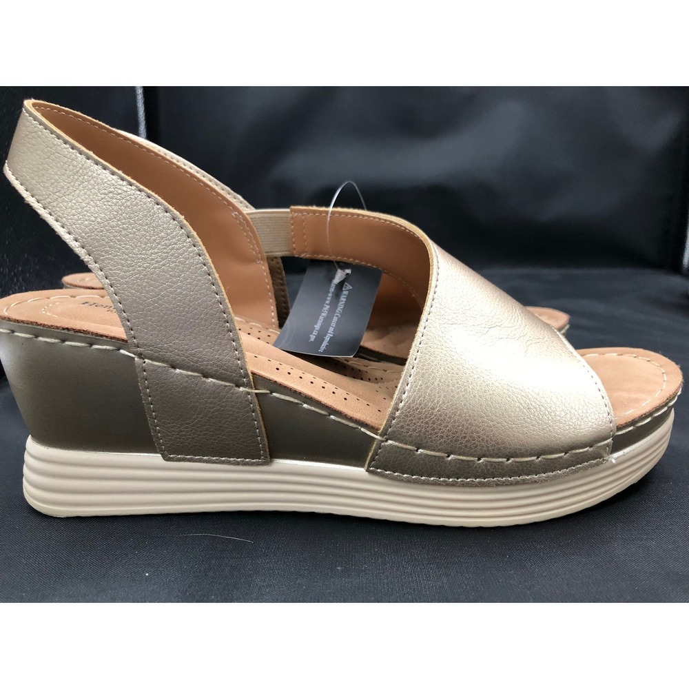 Henry Ferrera Comfort 70 Women's Size 7 Gold Wedge Sandals